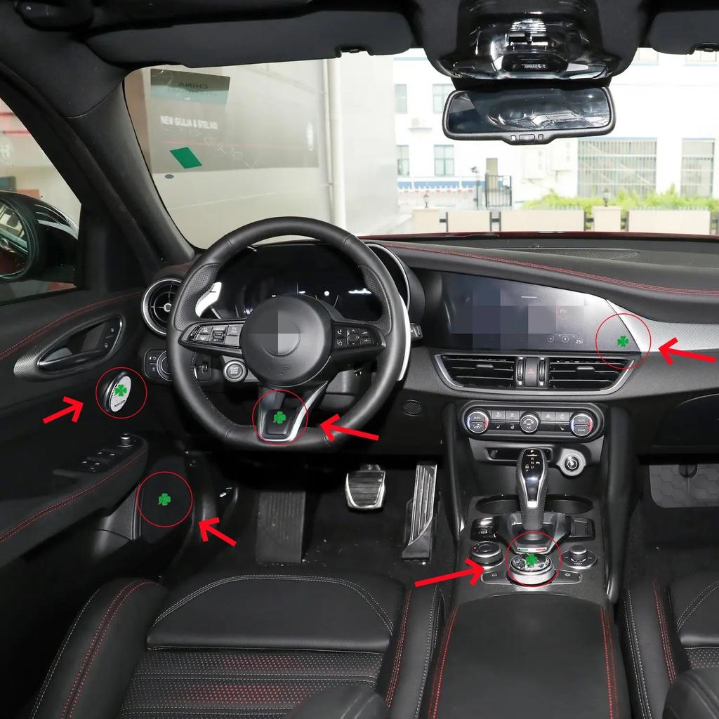 3D Metal Green Four-Leaf Emblem, Car Interior Badge For Giulietta Giulia Spider 147 156 166 159 GT