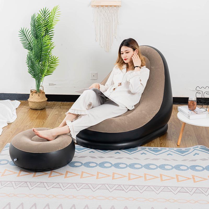 Thicker Inflatable Recliner with Footrest - Outdoor Portable Lazy Sofa