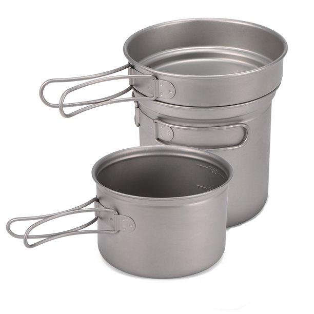 Ultra Lightweight Pure Titanium Outdoor Camping Cookware Set for Outdoor Cooking светло-серый