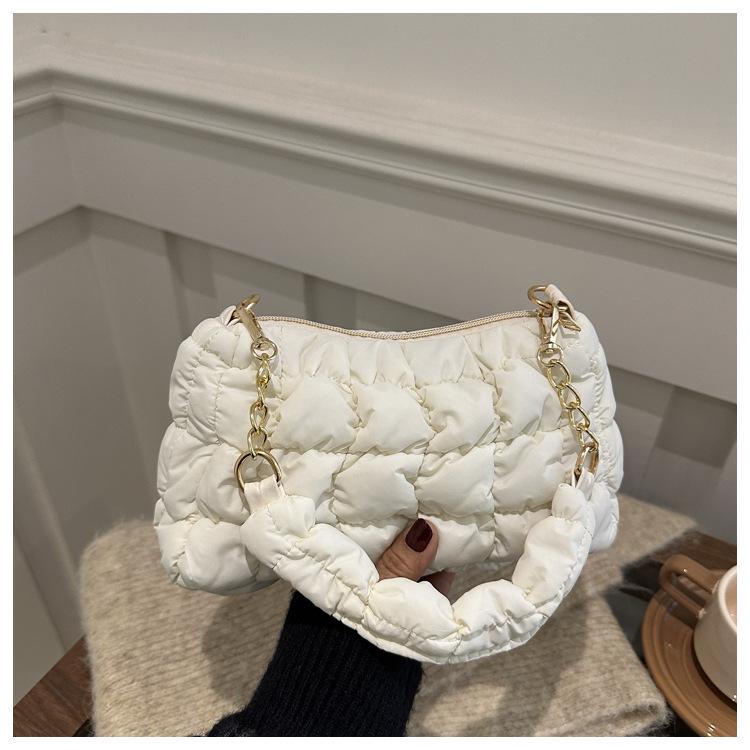 2024 Pleated Cloud Bubble Shoulder Bag - Trendy Korean Down Cotton Underarm Design