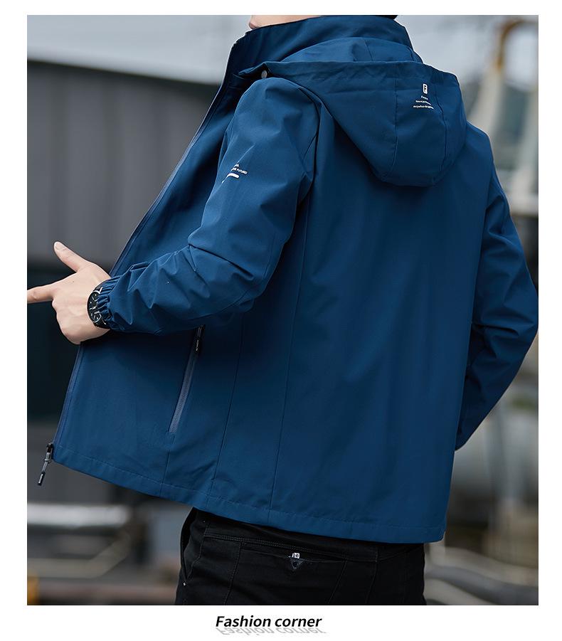 Men's 2025 Spring/Autumn Hooded Jacket: Printed Casual Sport Windbreaker