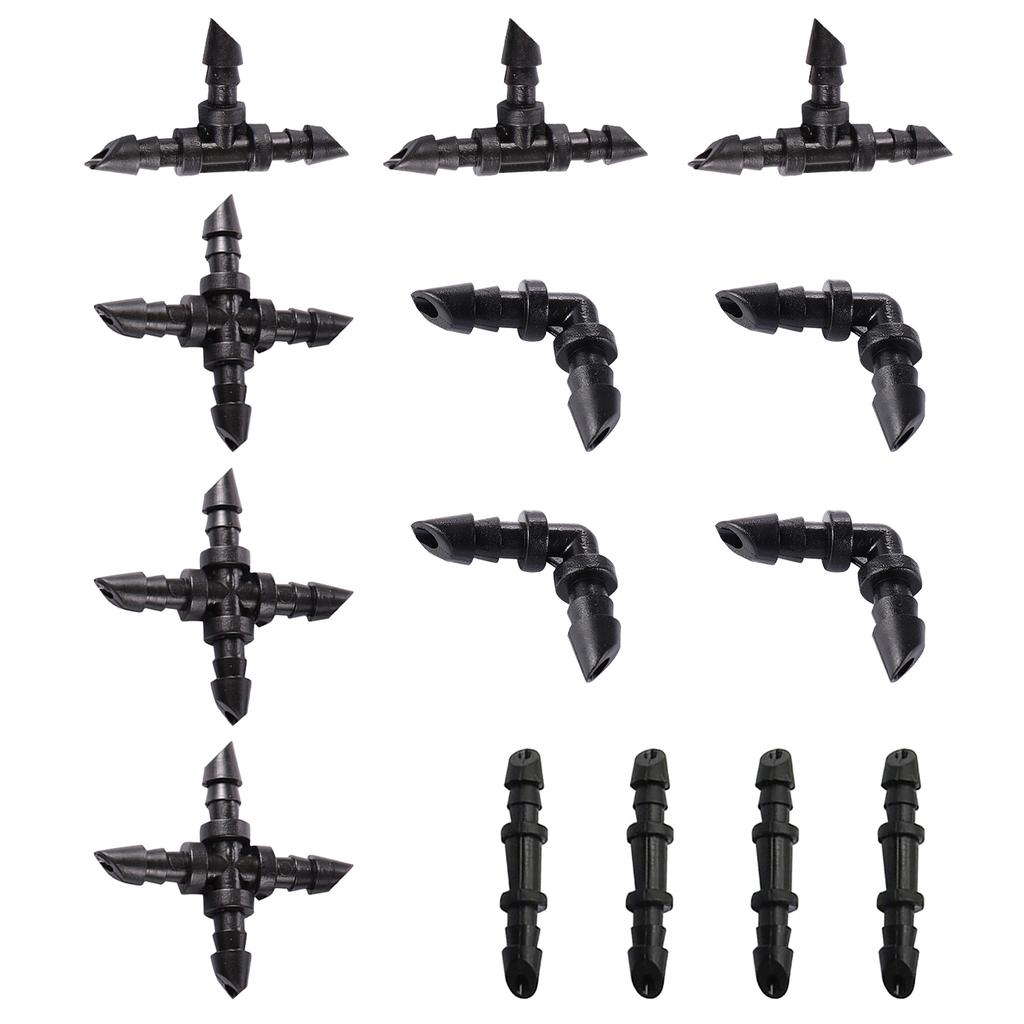 1/4" Stachelige Schlauchverbinder 4/7mm Schlauchverschraubungen Mikrodrip-Bewässerung Wasserverteiler Winkel Gerader 3-Wege 4-Wege 50/100 Stück