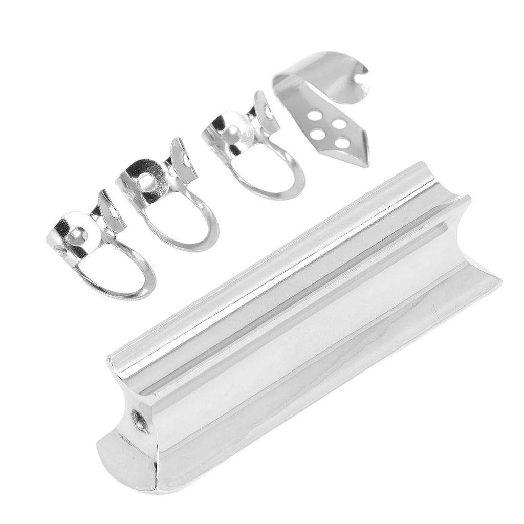 Guitar Slide Tone Bar with Thumb and Finger Picks Solid Stainless Steel Sliding Bar for Hawaiian Ele