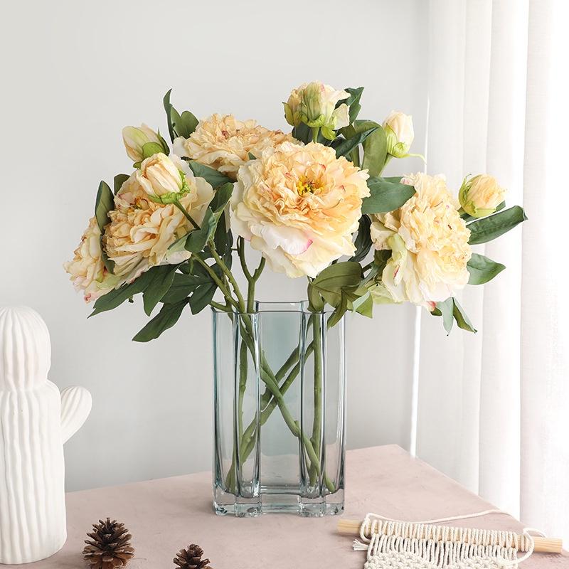 2 Capete Mari Trandafir Roșu Bujor Flori Artificiale Buchet Floare Falsă pentru Casa Mireasa Decorare Nunta