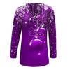 Women's Fashion Casual Snowflake Print Long Sleeve V-neck Zip T-Shirt Top
