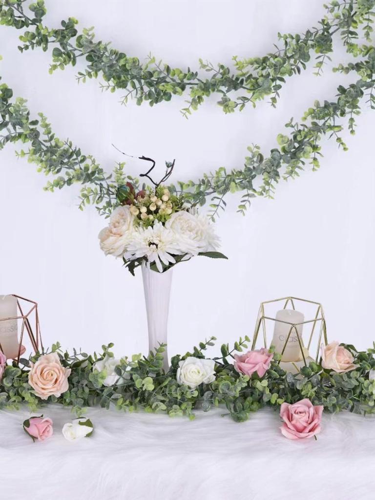 3Pcs 178cm Green Plant Artificial Eucalyptus Plants Rattan Eucalyptus Leaves Rattan for Home Wedding Garden Living Room Decoration