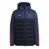 FC Bayern SSP Logo Hooded Zipper Comfortable Down Jacket Unisex Jackets Navy-Blue GR0685