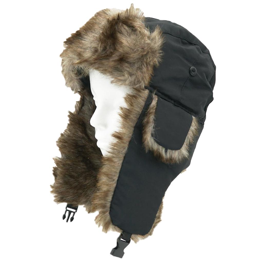 White Field Design Deep Forest Simple Pilot Flight Cap with Ear Flaps for Outdoor Use (Black)