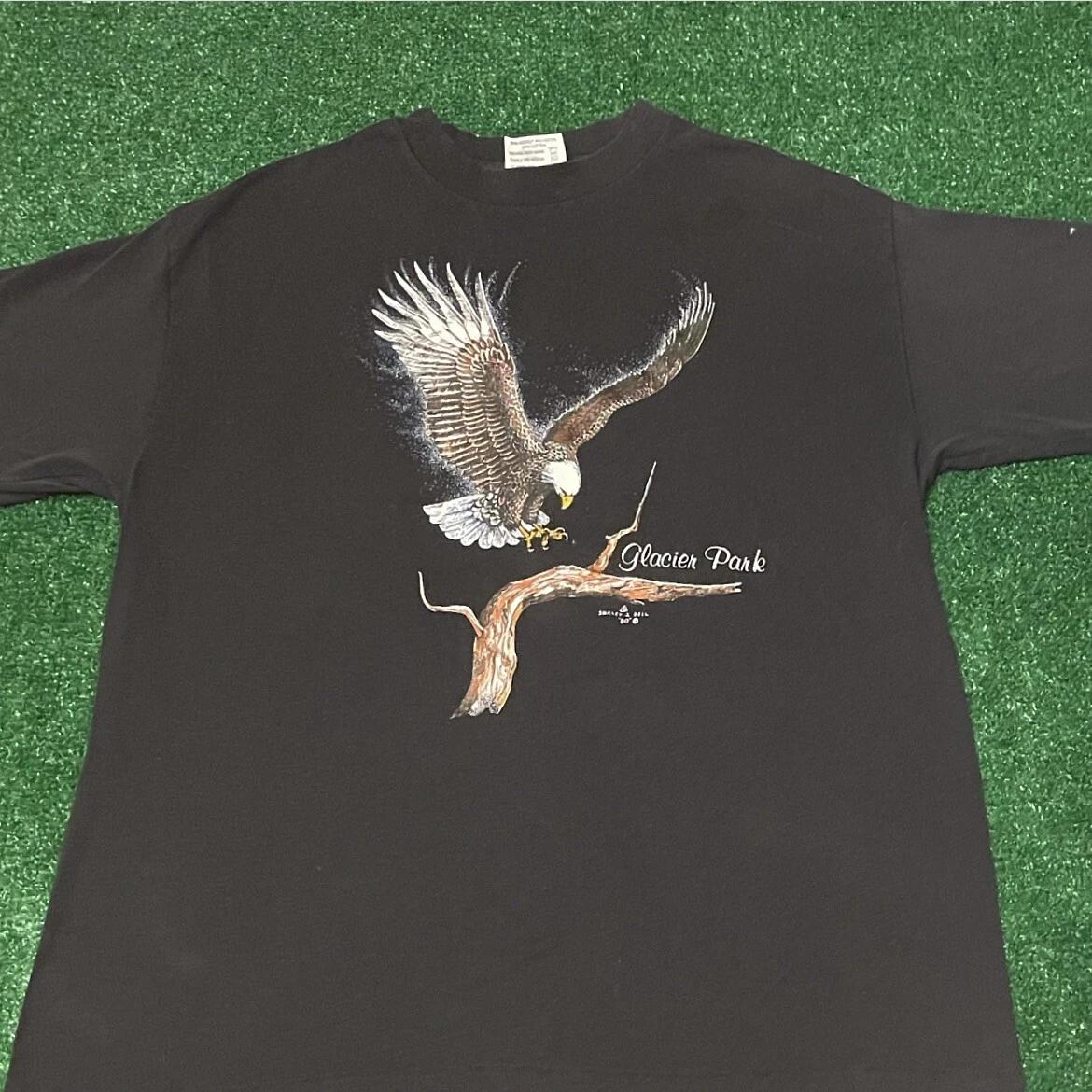 

Vintage 80s Eagle Glacier Park Nature Tee 1980 Shirt Mens Size L Made In USA 3XL