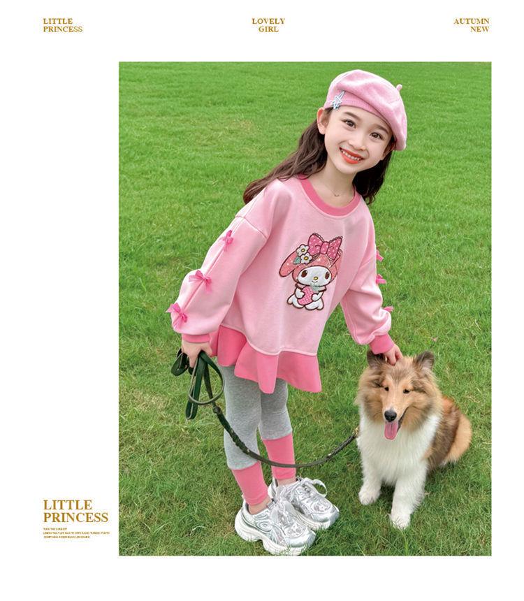 Girls' Toddler Long Sleeve Korean Style Casual Sweatshirt and Dress Set for Spring and Autumn