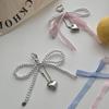 Korean White Bowknot Heart Keychain Women Sweet Charm Pearl Bow Backpack Key Ring Handmade Jewelry Ornament Bags Pendants Gifts