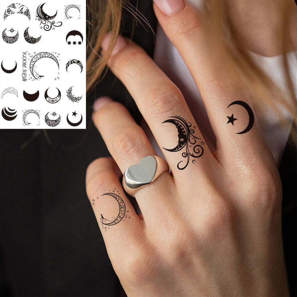 1 Sheet Ship Anchor Crescent Totem Rose Temporary Tattoos For Adult Hands Neck, Fake Tattoo Sticker Long Lasting Realistic Tatoo
