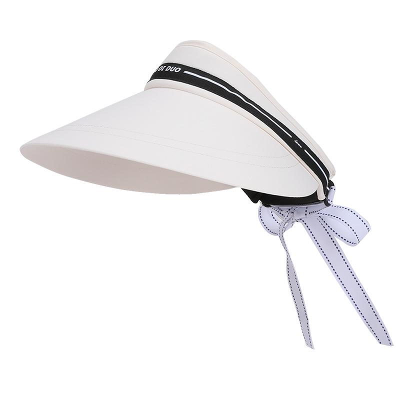 Summer Sunscreen Hat Women's Versatile Fashion Big Brim Empty Top Hat Outdoor Travel Beautiful Streamer Sun Hat