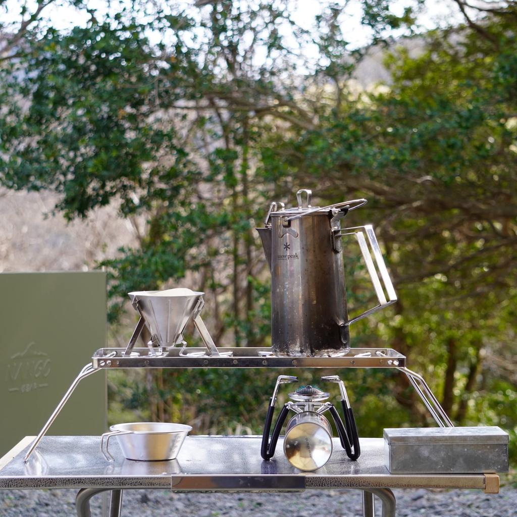 CAMPING MOON Cooktop Stand, Adjustable Height, for Gas Canister-Integrated Burners, Stove Stand, Storage Bag Included, Wide 450mm, MS-1015