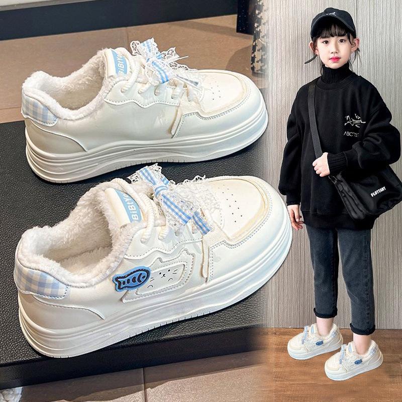 

Children Fleece Lined Warm Versatile Casual Sneakers Girls Cute Student Cotton Bread Shoes size 37 синій