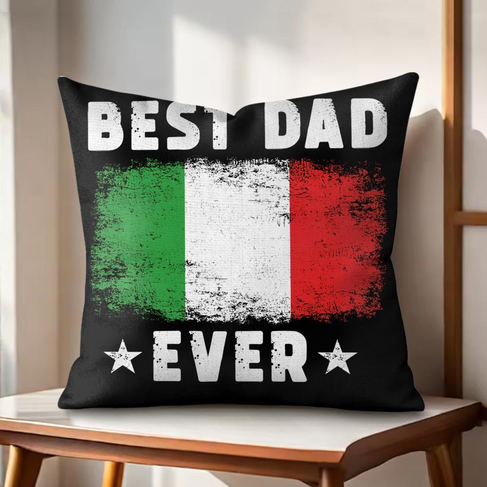 Best Dad Ever Cushion Cover Natural Linen Organic Fabric DoubleSided Printing Couch Pillow Covers Home Decor