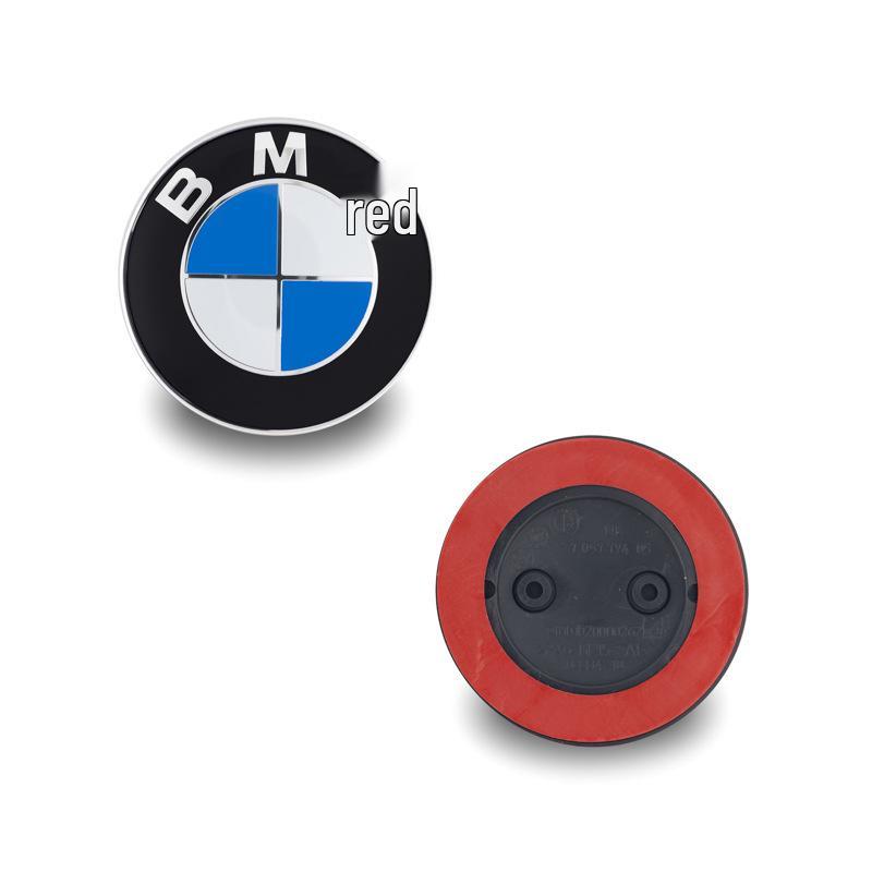 BMW Logo Set: Compatible with Original, Black Background, Front and Rear, 82mm/74mm Hood and Trunk Badges.