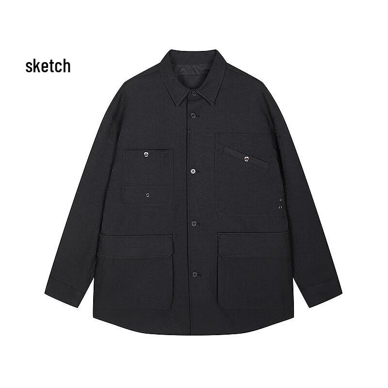 

Men s H-Lapel Loose Long-Sleeve Jacket M