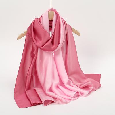 Temperament Women Luxury Scarf Gradient Scarf Silk Geometric  Muslim Headband Shawl Beach Neckerchie