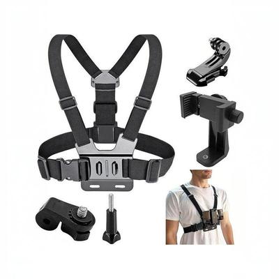 1 Pcs Adjustable Phone Clip Holder With Chest Strap Fixation Bracket For Sport Camera Mobile Phone Camera Black Holder Accessory