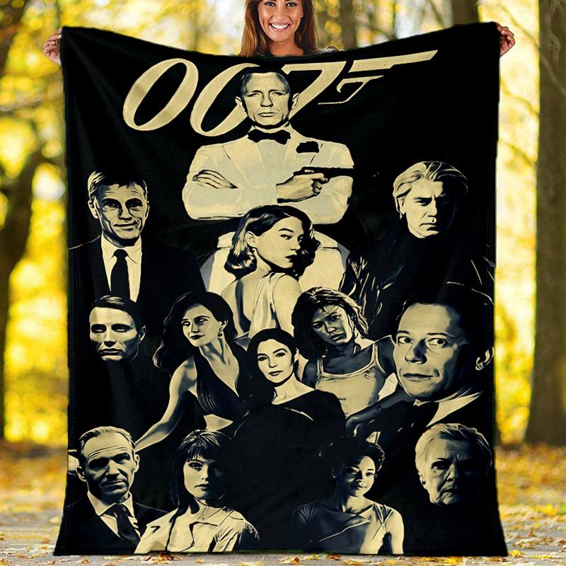 

James Bond 007 All Actors Flannel Fleece Blanket, Soft Warm Throw Blanket for Sofa Bed, Movie Fan Gift 80cm x 120cm