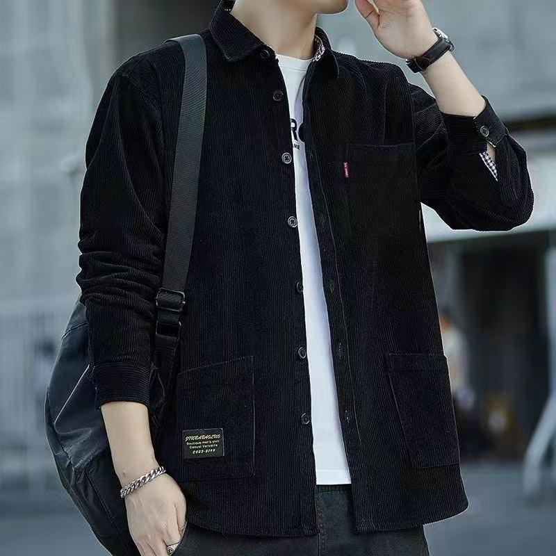 Men's Solid Color Corduroy Jacket - 2025 Autumn/Winter Velvet, Thick & Warm Long Sleeve Shirt