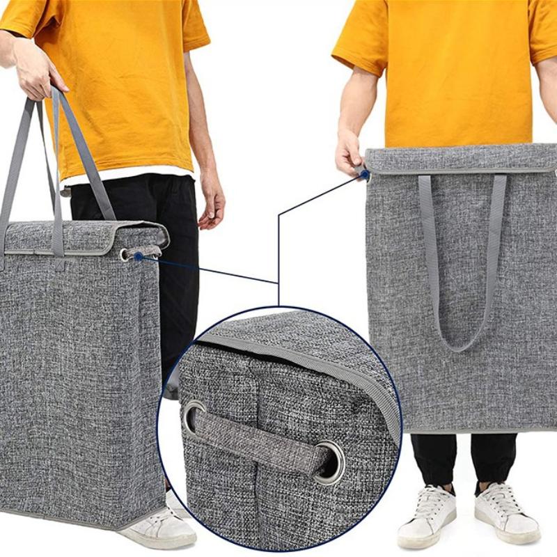 1Pcs 45L Thin Laundry Basket With Cover Narrow Hand Fine Hand Dirty Laundry Basket Bedroom Whole Basket Storage Bag
