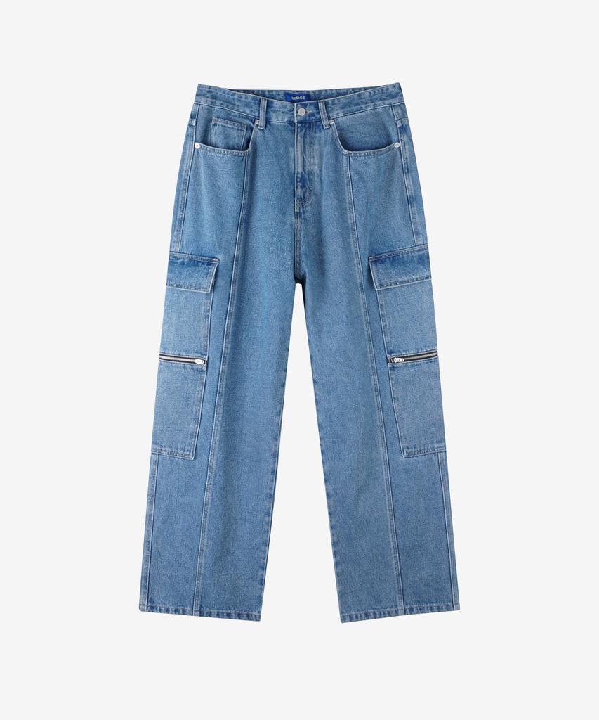 ESN Zipper Cargo Denim Pants V29_Blue