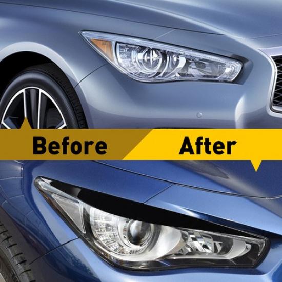 For Infiniti Q50 2014-19 Quality Piano High Headlight Eyelid Eyebrow Black Cover