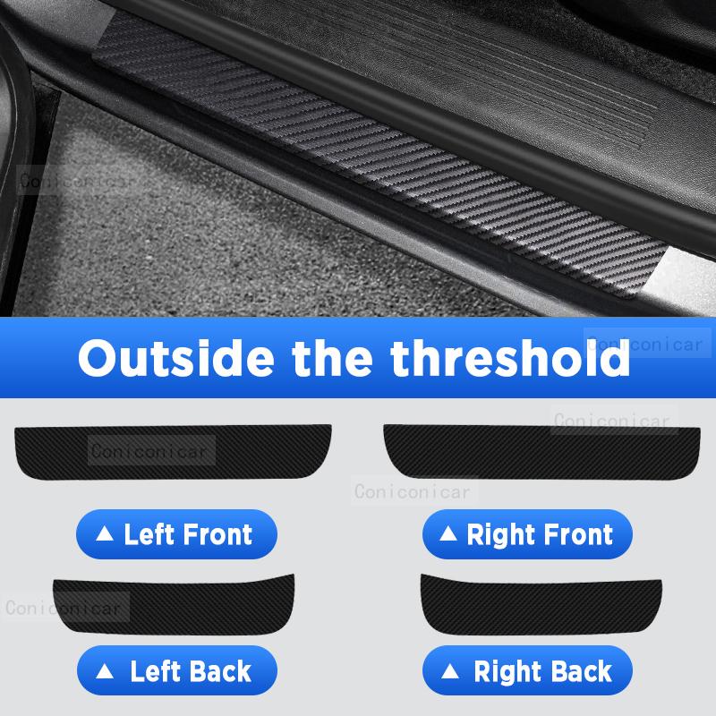 For CHANGAN CS35 Plus -2025 Car Door Sills Scuff Plate Threshold PU Protector Interior Imitation Carbon Fiber Sticker