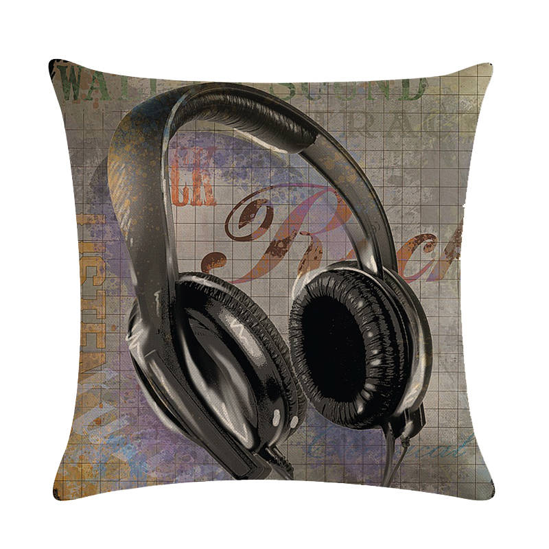 Oil Painting Moive Guitar Cushion Covers Art 45x45cm Cotton Linen Pillow Cover for Sofa Square Decorate Throw Pillow Cover