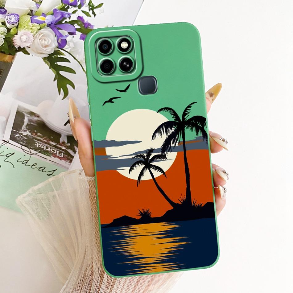 Pro Infinix Smart 6 X6511 X6511B X6511E Módní pouzdro na telefon s malbou západu slunce na pláži Pro Infinix Smart6 Měkké silikonové kryty Nárazníky
