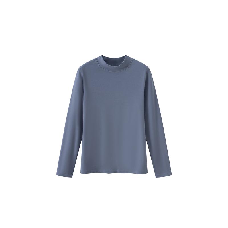 Yiershuang Women's Self-Heating Antibacterial Silk-Blend Thermal Half-High Collar Top