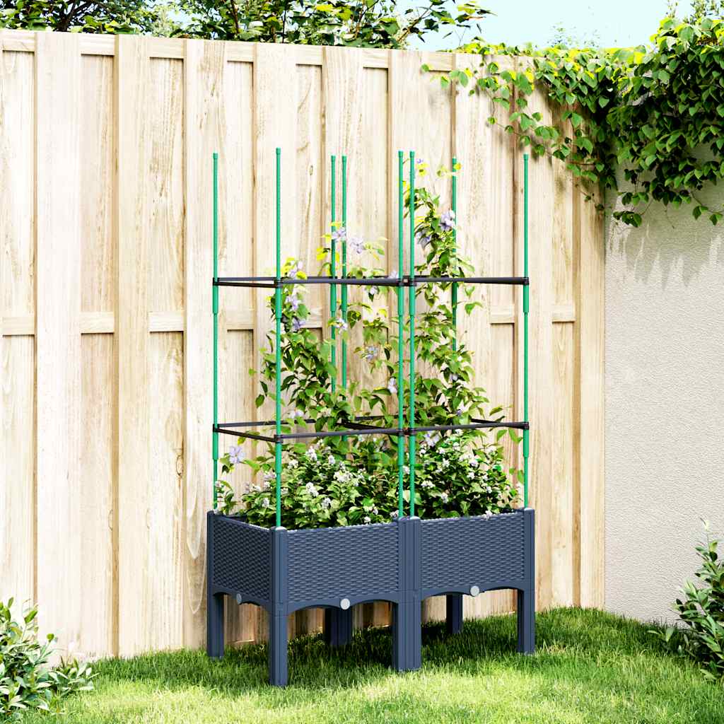 Planter with Trellis Blue Grey 80 x 40 x 142.5 cm PP