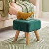 Velvet Square Padded Footstool - Dark Green