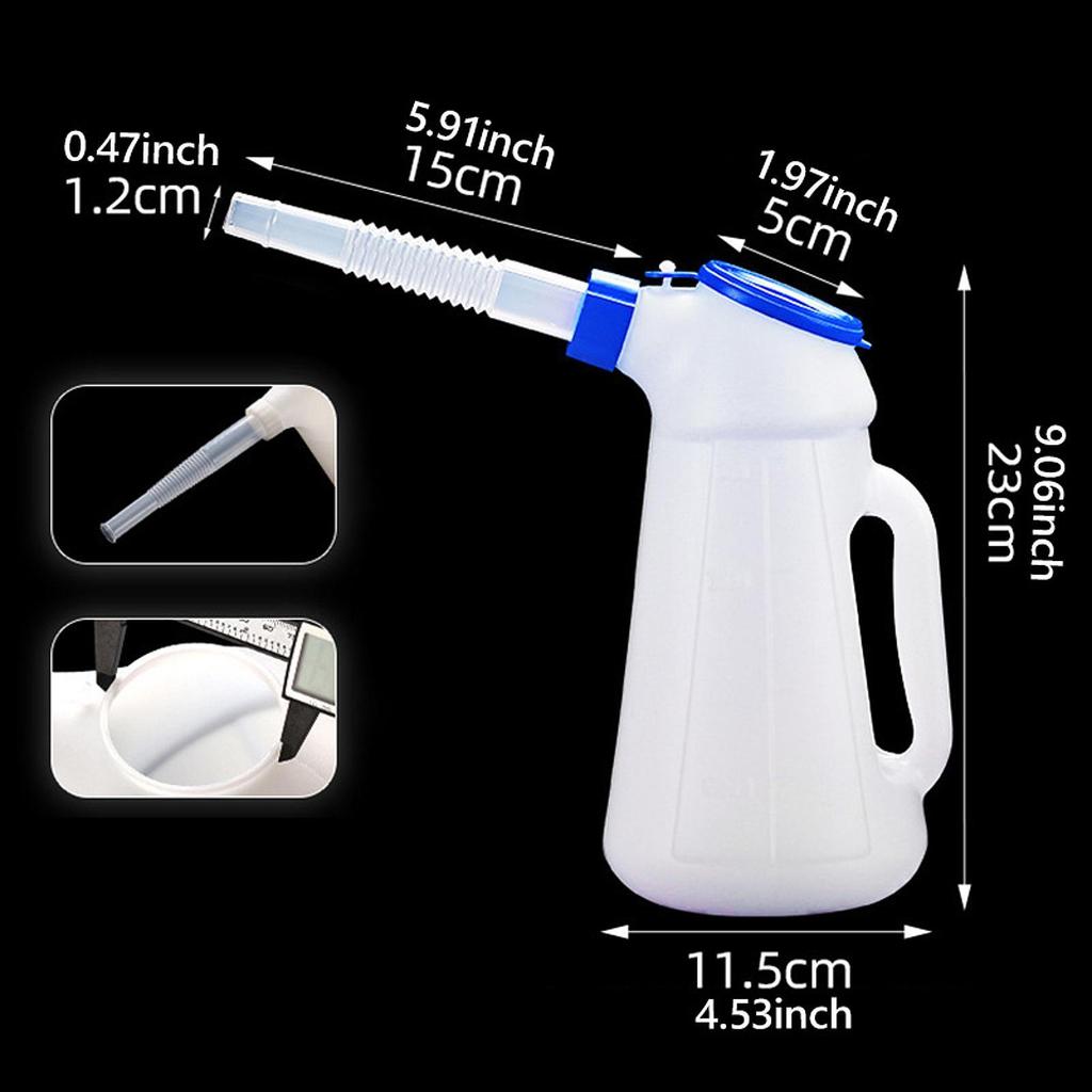 Oil Measuring Container Automotive Dispenser Portable Sturdy, Leakproof, with Long Spout, Pot