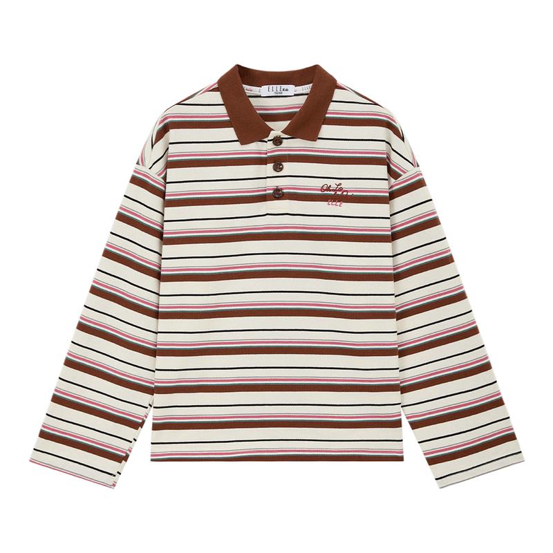 ELLE KIDS Яркая полосатая преппи-поло для девочек 140