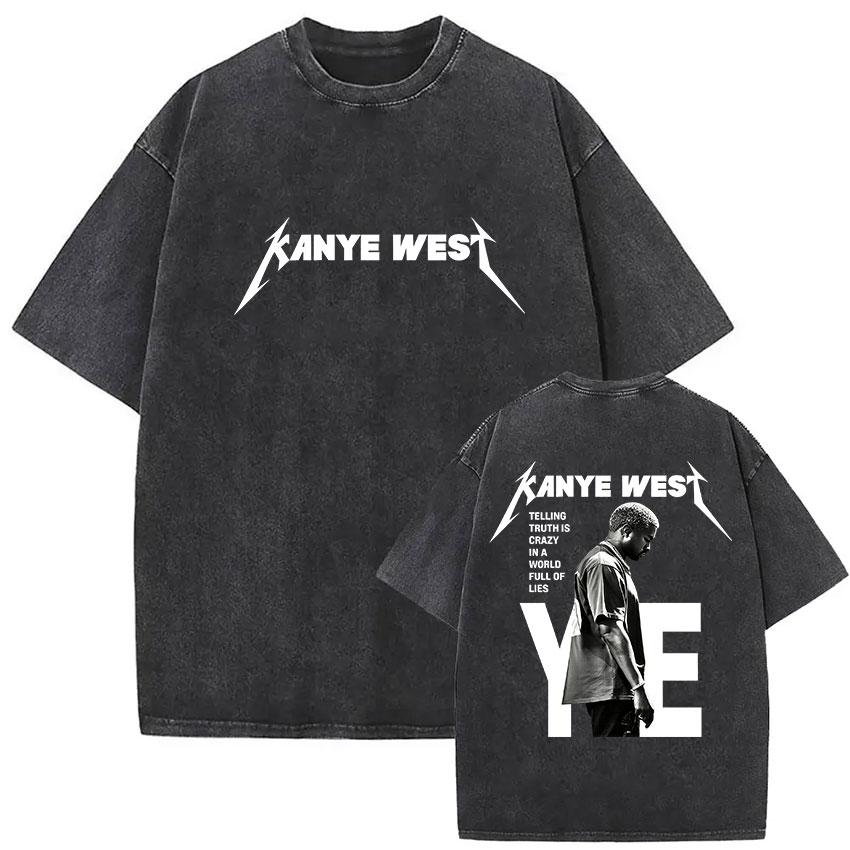 Vintage Gewaschen Kanye West Bully Neues Album 2026 Grafik T-Shirt Herren Rap Gothic Punk Hip Hop Kurzarm T-Shirt Mann Streetwear