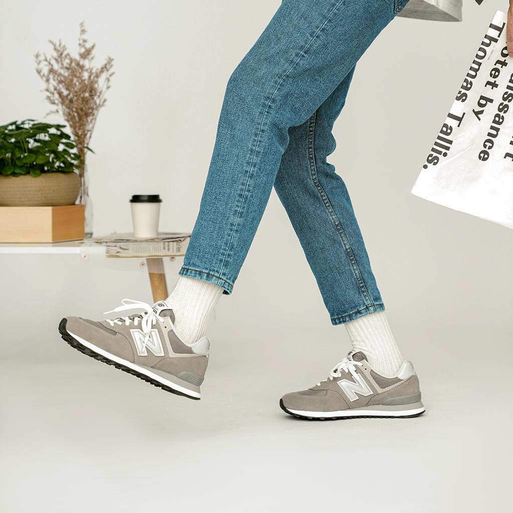 New Balance NB 574 Balance Abrasion Resistant Breathable Low Top Casual City Commute Running Shoes Unisex Gray D Width Sneakers ML574EGG(D Width)