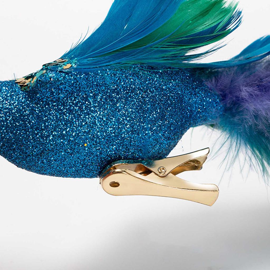 2PCS Christmas Decorations Tree Pendants Simulated Long Tailed Blue Peacocks Natural Feather Crafts Ornament Decor