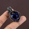 Topaz Albastru Londra Handmade Înfășurat în Sârmă de Cupru Bijuterie Pandantiv 1.97" O3F47