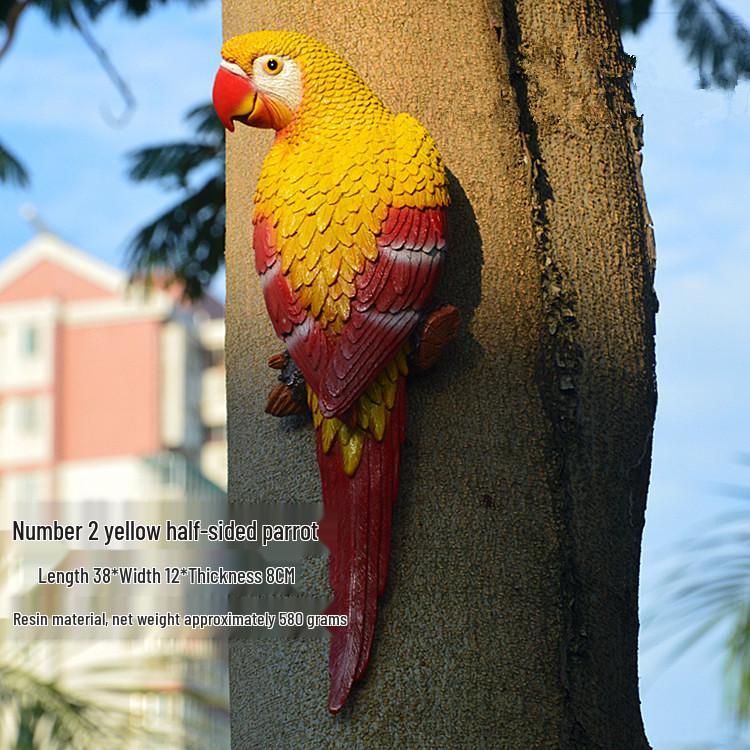 Wall-Mounted Parrot On Tree: Hanging Tree Ornament Bird Model