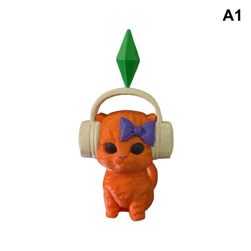 

Cute Cat Statue with Headphones 3D Printed Dancing Cat Figurine Modern Home Office Living Room Decor Ornament Cat Gift