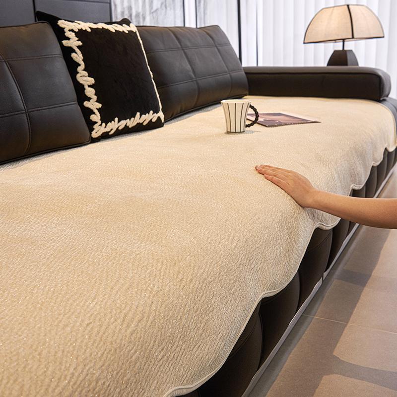 Straight Row Sofa Cushion Universal In All Seasons  New Non-Slip Seat Cushion, One-Piece Leather Special-Shaped Sofa Cover Cover Cloth