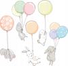 Decorative Stickers For Kids - Rabbits With Balloons Colorful