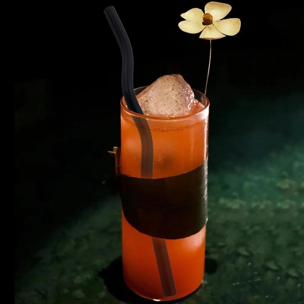 5Pcs/Set Glass Straws Wavy Reusable Drinking Straws Colorful Eco-friendly Straws for Drinks Coffee Milk Tea Straw Barware