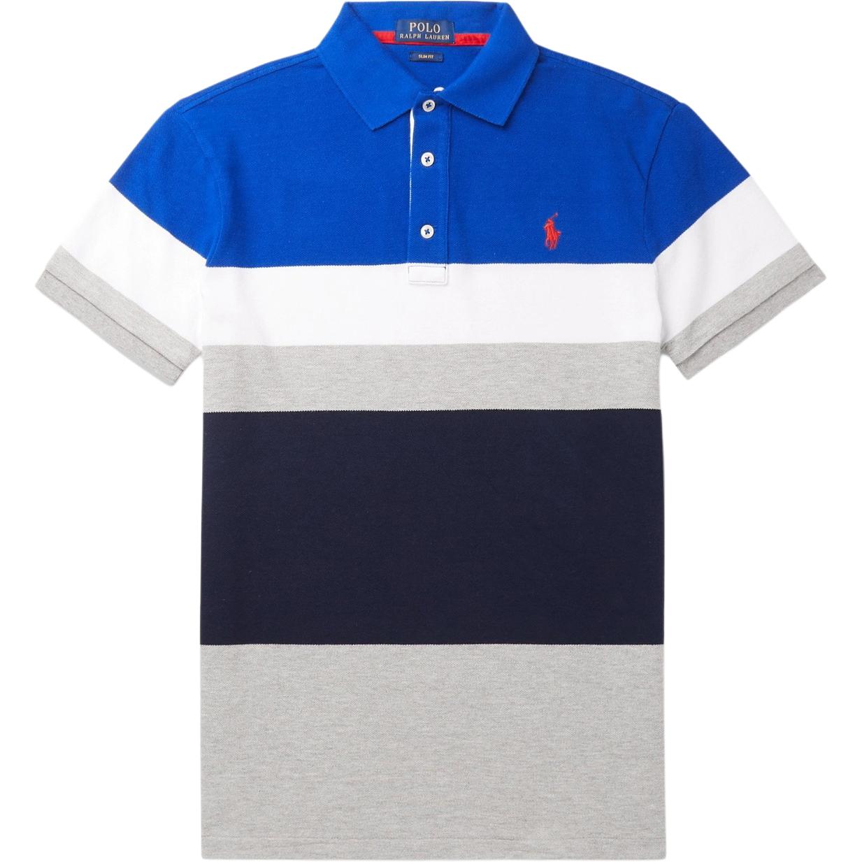 

Polo Ralph Lauren Вышитое лого Small Pony Цветной блок Футболка поло с коротким рукавом Мужские футболки поло Синий Серый 710780947-002 XS