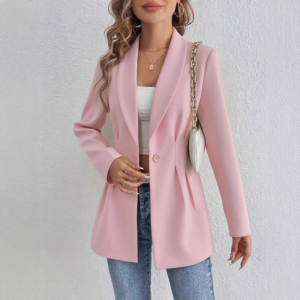 Spot European and American women's clothing elegant fashion temperament commuter slim suit jacket woolen suit jacket
