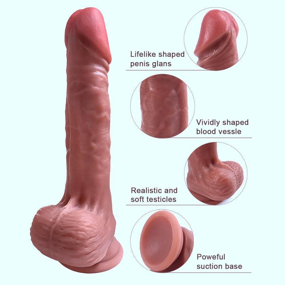 Liquid Silicone Dildo for Women Realistic Penis Adult Toy Soft Flexible Texture with Suction Cup