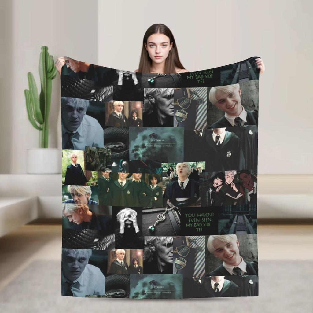 Dracor Malfoye Knitted Blanket Cartoon Tom Felton  Flannel Throw Blankets Home Couch Printed Lightweight Bedspreads